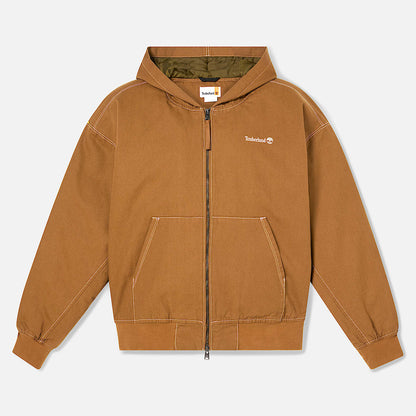 Women's Washed Duck Canvas Hooded Bomber