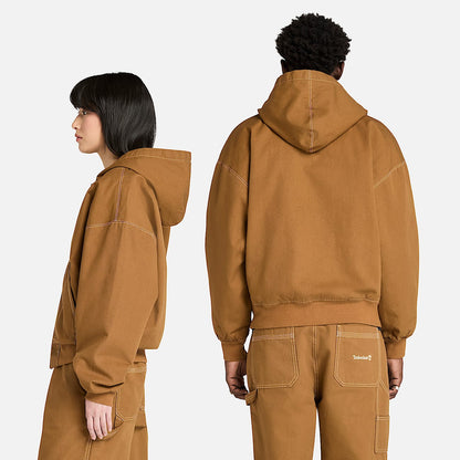 Women's Washed Duck Canvas Hooded Bomber